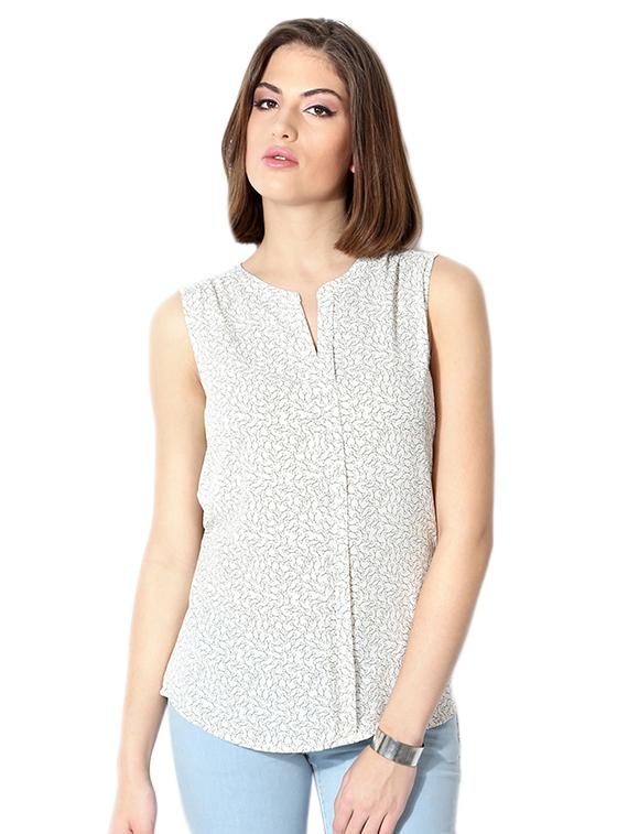 pleat detail notch neck top - 15610780 - Zoom Image - 1