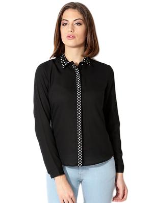 concealed placket print detail asymmetric shirt - 15610781 - Standard Image - 1