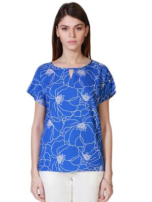 short sleeved key hole neck top - 15610785 - Standard Image - 1