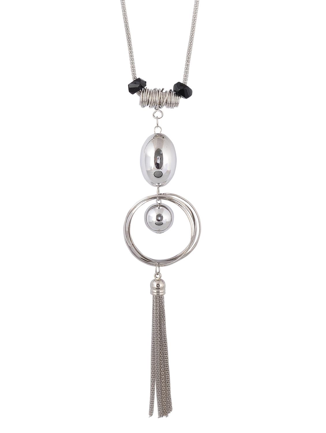 silver metal long necklace - 15611136 - Zoom Image - 1