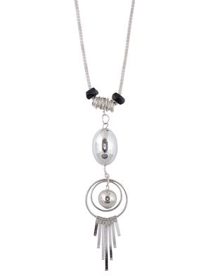 silver metal long necklace - 15611137 - Standard Image - 1