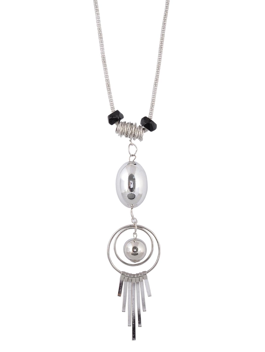 silver metal long necklace - 15611137 - Zoom Image - 1