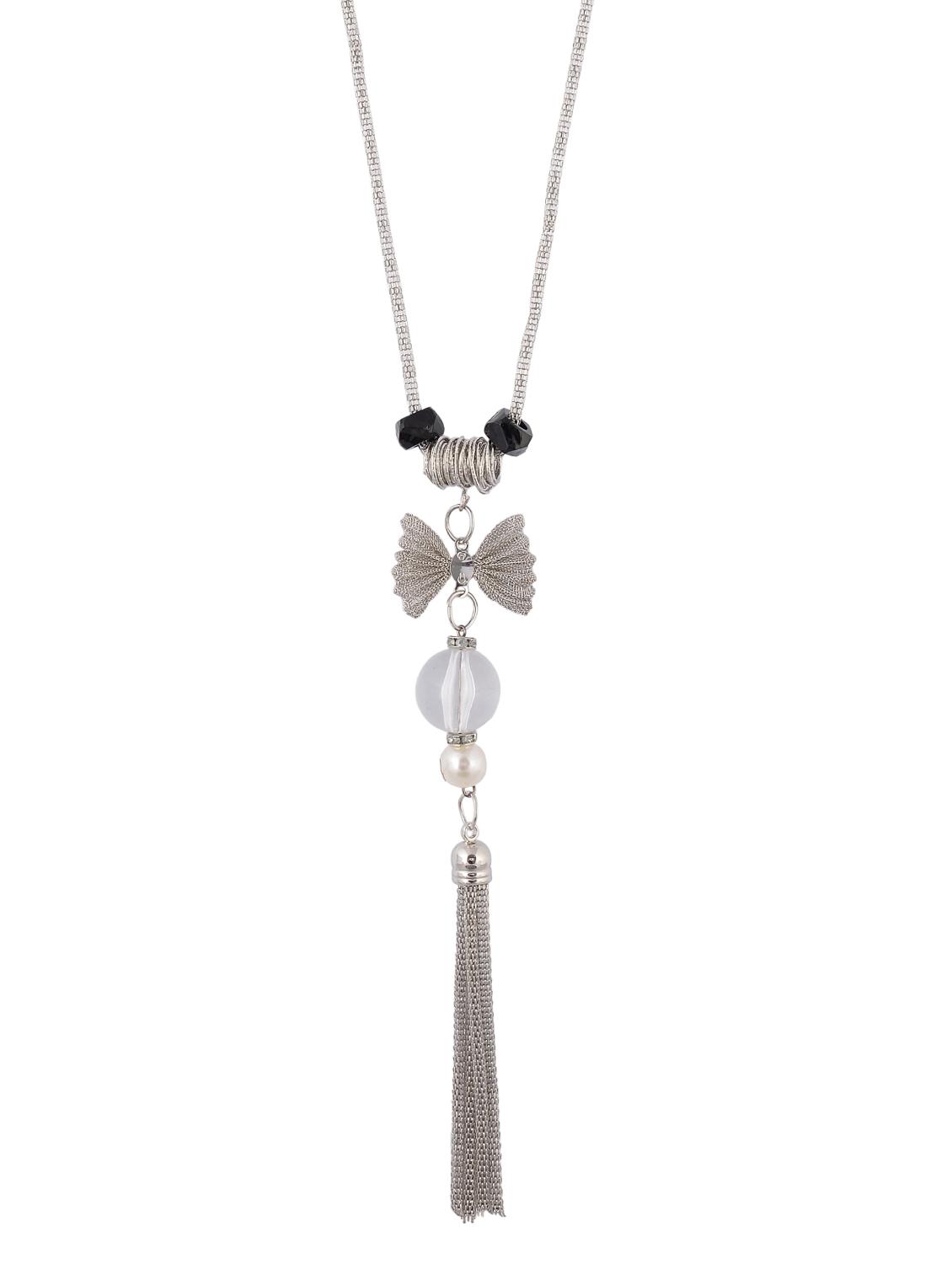 silver metal long necklace - 15611138 - Zoom Image - 1
