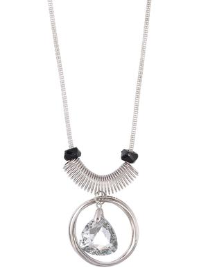 silver metal long necklace - 15611139 - Standard Image - 1