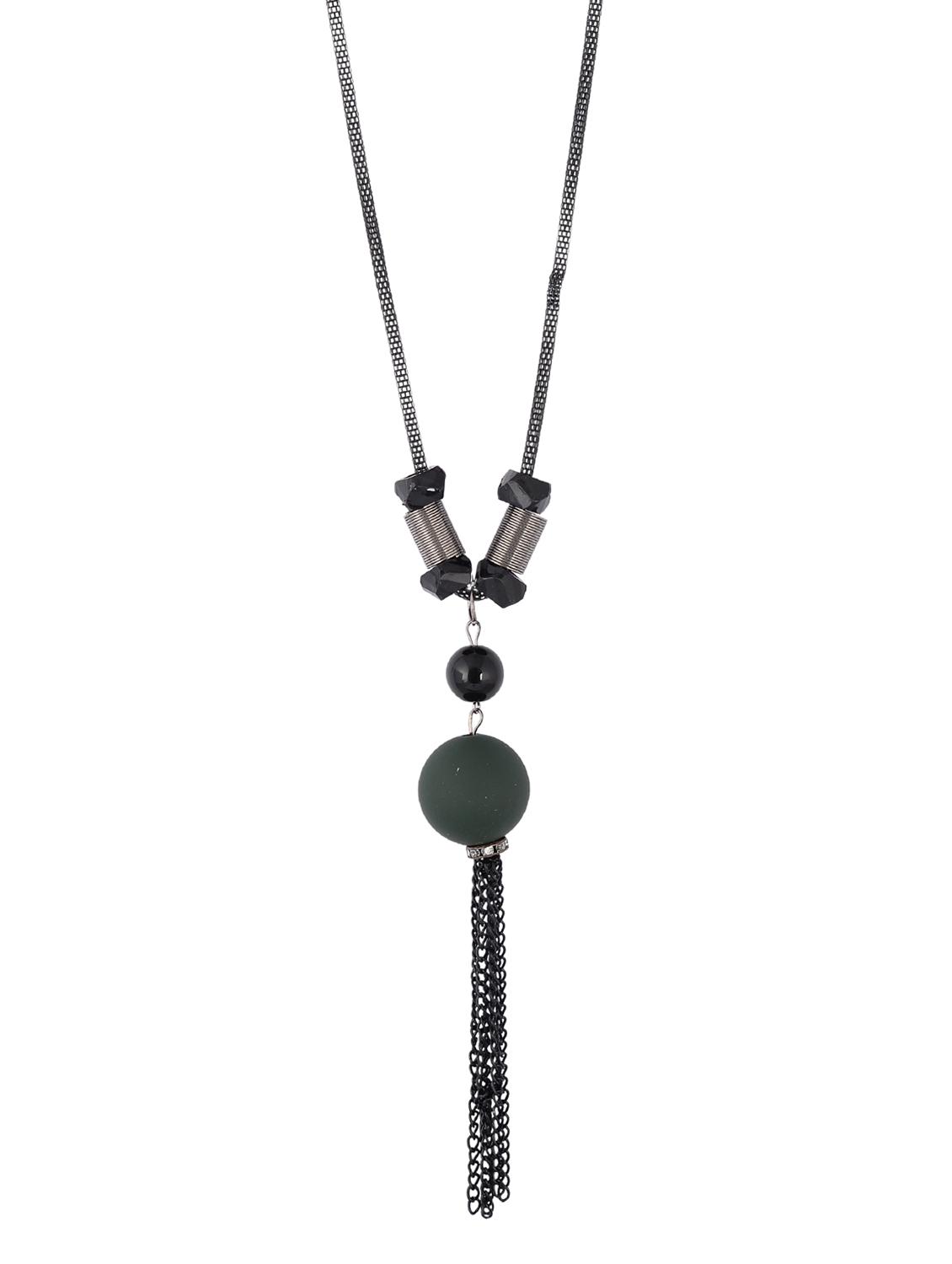 black metal long necklace - 15611147 - Zoom Image - 1
