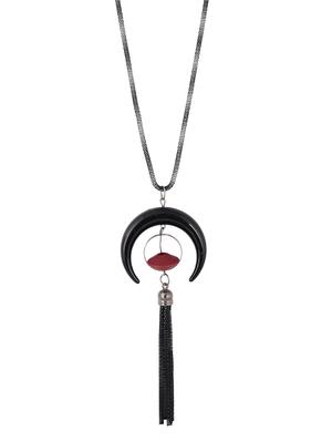 black metal long necklace - 15611148 - Standard Image - 1
