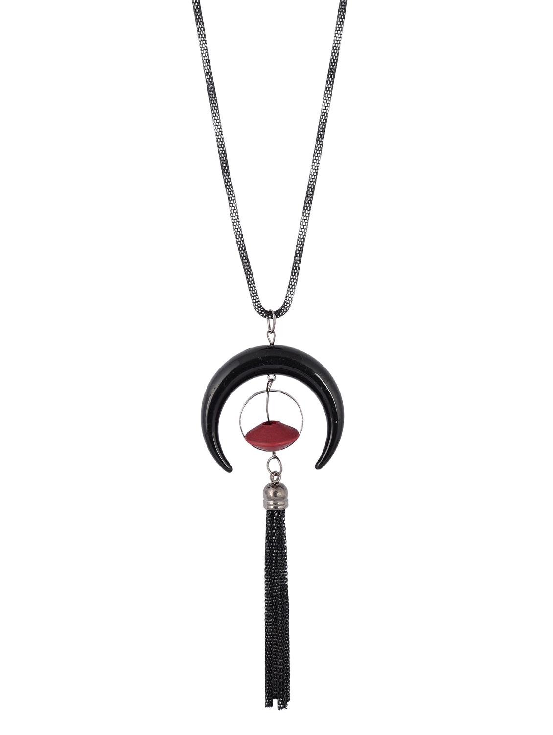 black metal long necklace - 15611148 - Zoom Image - 1