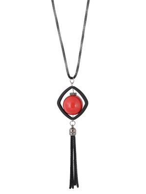 black metal long necklace - 15611150 - Standard Image - 1