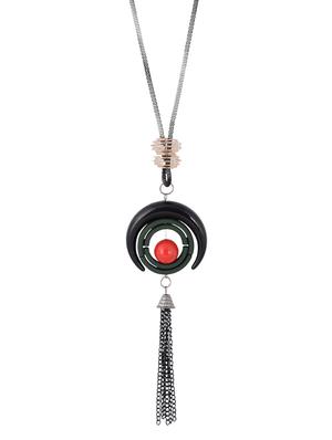gold metal long necklace - 15611151 - Standard Image - 1