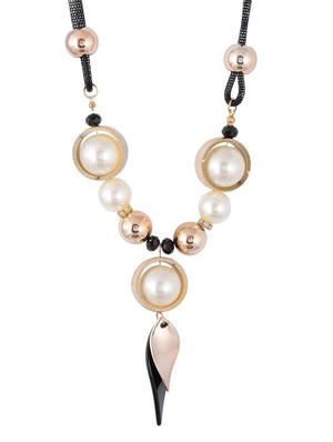 gold metal long necklace - 15611153 - Standard Image - 1