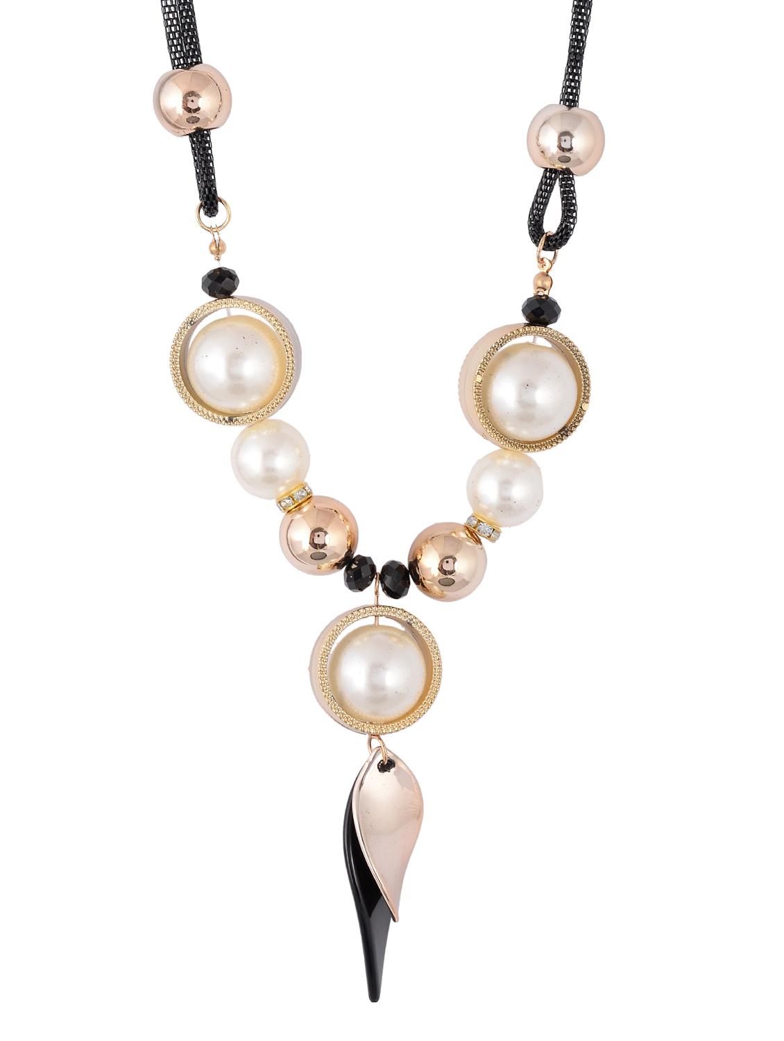 gold metal long necklace - 15611153 - Zoom Image - 1