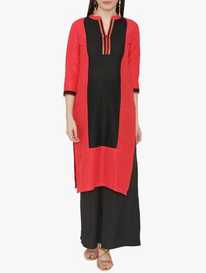 Color block straight kurta - 15611354 - Standard Image - 1