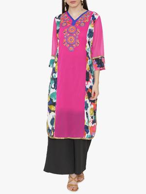 Embroidered straight kurta - 15611355 - Standard Image - 1