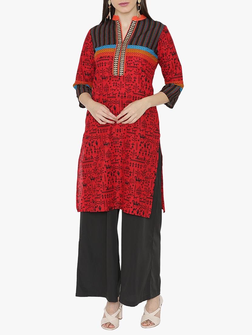 Warli print straight kurta - 15611357 - Zoom Image - 1