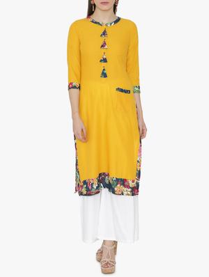 Straight printed kurta with tassels - 15611361 - Standard Image - 1