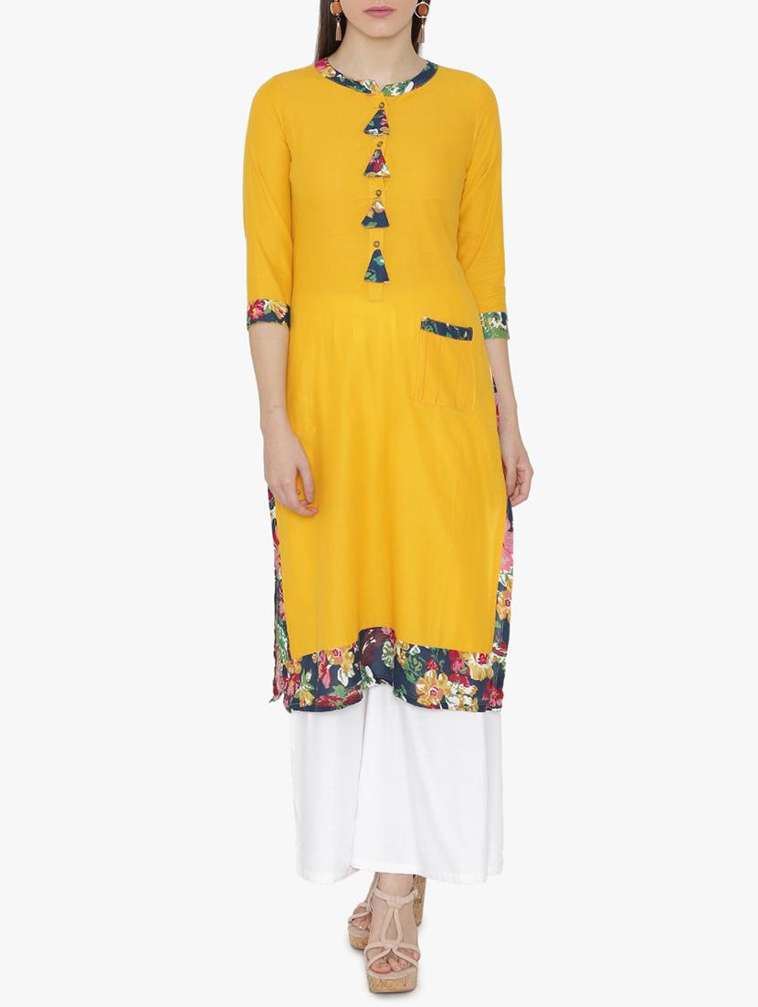 Straight printed kurta with tassels - 15611361 - Zoom Image - 1