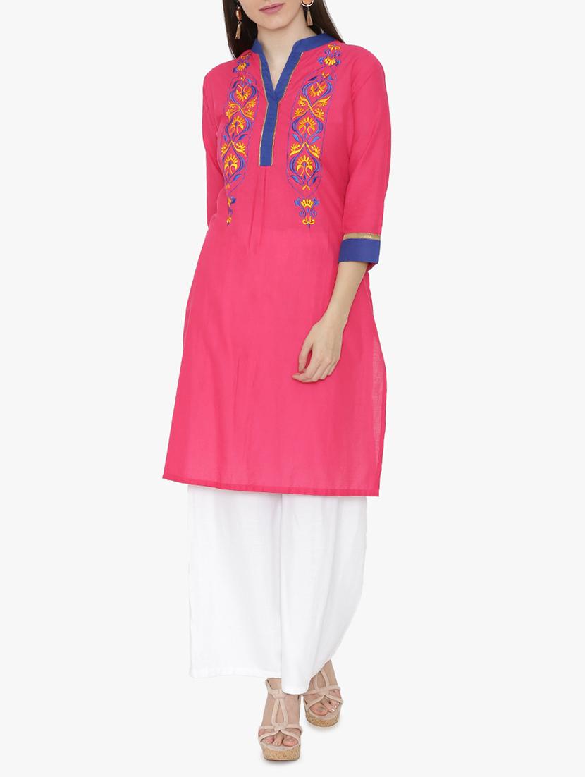Embroidered straight kurta - 15611369 - Zoom Image - 1