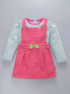 pink cotton dungaree set - 15611377 - Standard Image - 1