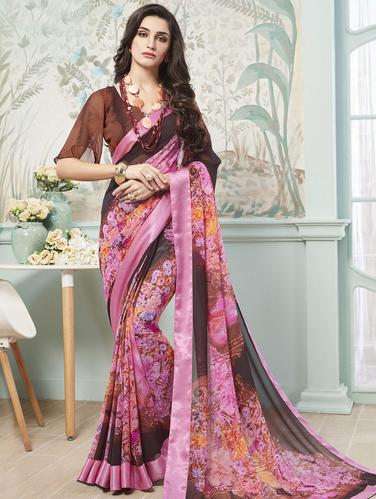 Ditsy floral printed saree with blouse - 15611527 - Very Small Image - 1