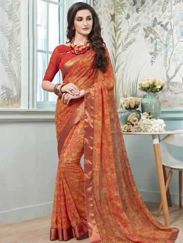 Paisley printed saree with blouse - 15611528 - Very Small Image - 1