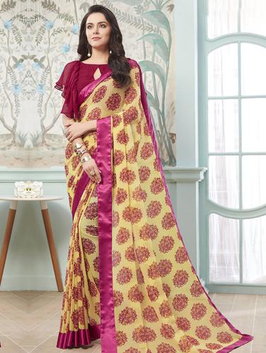 Ditsy floral printed saree with blouse - 15611532 - Very Small Image - 1