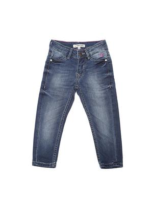 blue cotton blend washed jeans - 15611629 - Standard Image - 1