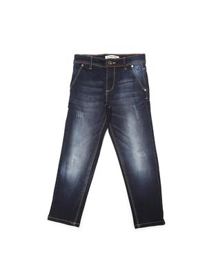 blue cotton blend washed jeans - 15611630 - Standard Image - 1