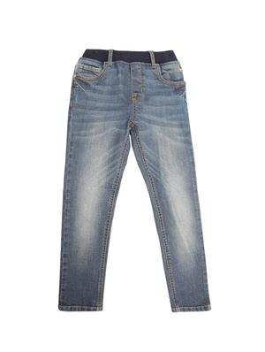 blue cotton blend washed jeans - 15611635 - Standard Image - 1