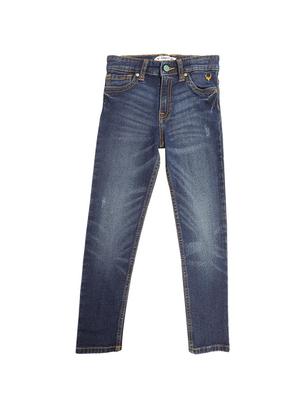 blue cotton blend washed jeans - 15611640 - Standard Image - 1