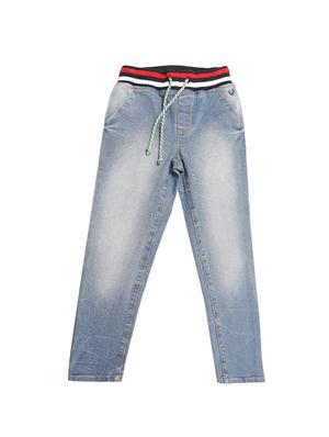 blue cotton blend washed jeans - 15611641 - Standard Image - 1