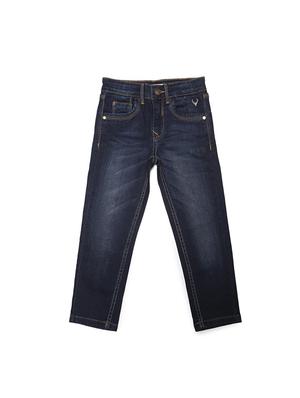 blue cotton blend washed jeans - 15611644 - Standard Image - 1