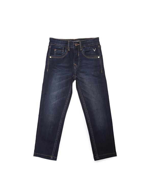 blue cotton blend washed jeans - 15611644 - Zoom Image - 1