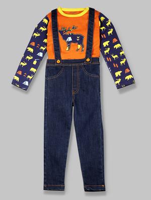 blue cotton dungaree set - 15611655 - Standard Image - 1