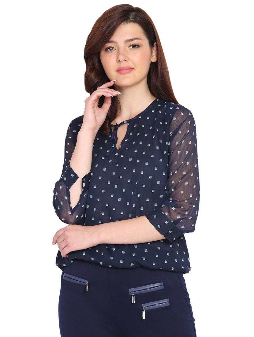 tie up neck blouson top - 15611685 - Zoom Image - 1