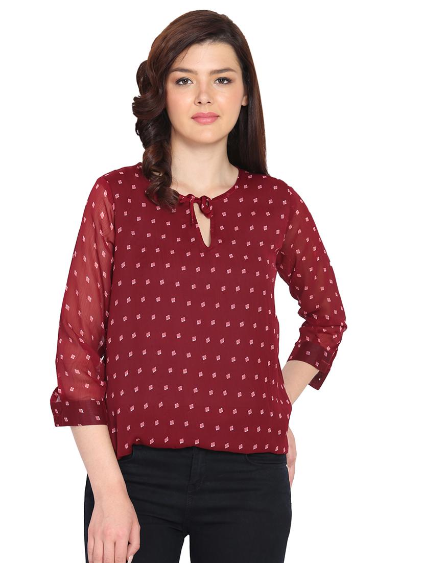 tie up neck blouson top - 15611686 - Zoom Image - 1
