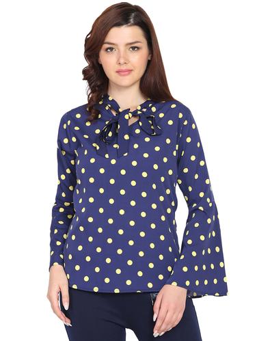 tie knot neck polka dots print top - 15611687 - Very Small Image - 1