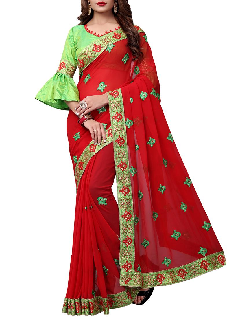 paisley embroidered saree with blouse - 15611718 - Zoom Image - 1