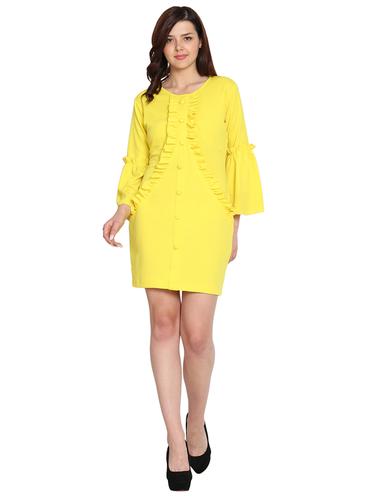 frilled button detail sheath dress - 15611721 - Very Small Image - 1