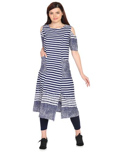 cold shoulder striped tunic - 15611723 - Very Small Image - 1