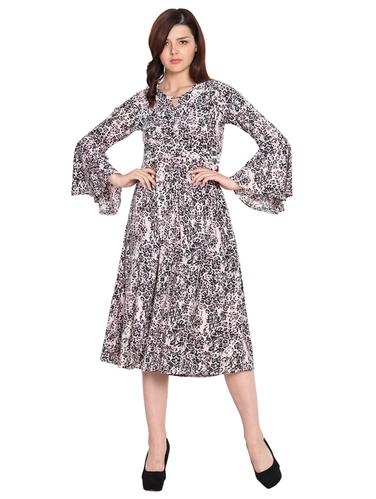 keyhole neck abstract print dress - 15611724 - Very Small Image - 1