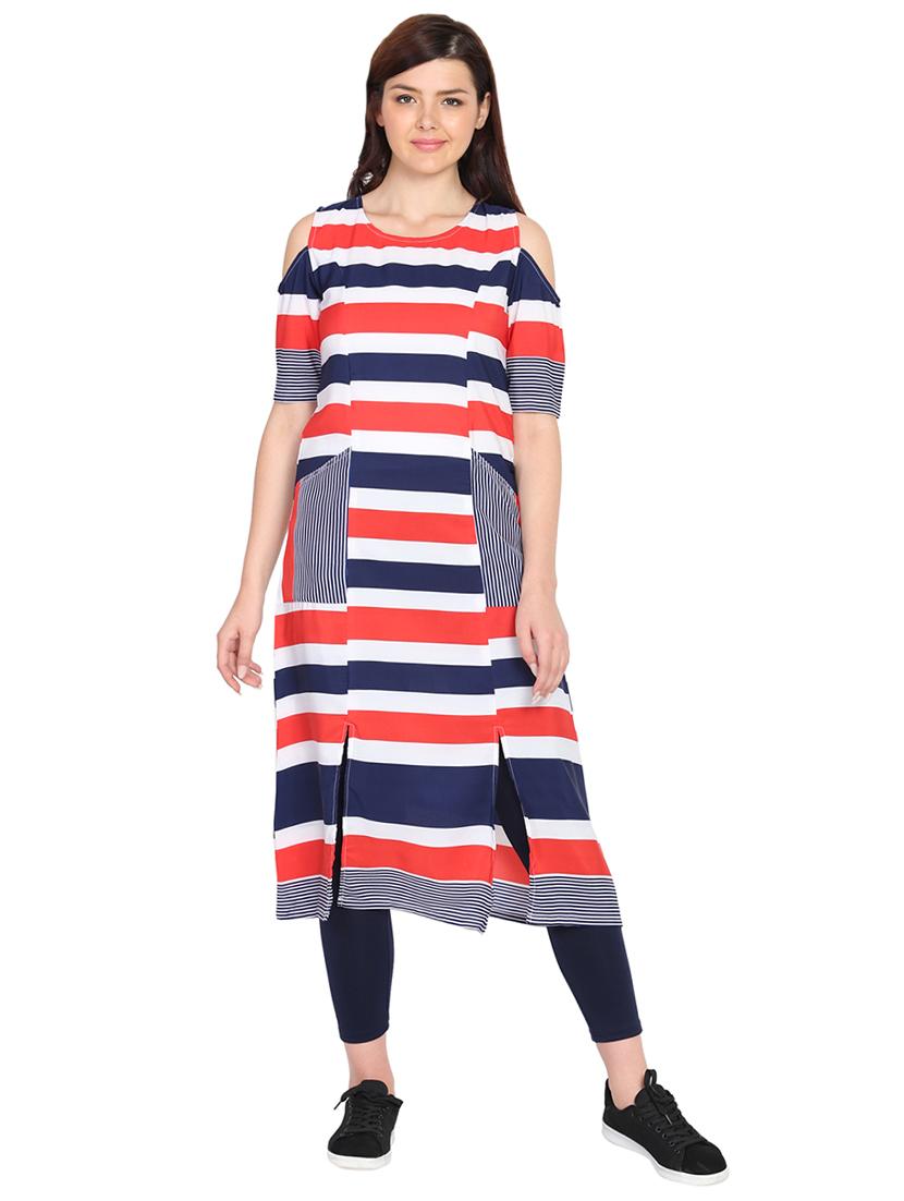 cold shoulder striped tunic - 15611726 - Zoom Image - 1