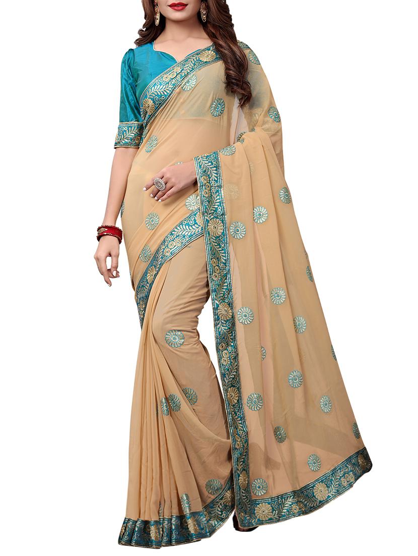 floral embroidered saree with blouse - 15611731 - Zoom Image - 1