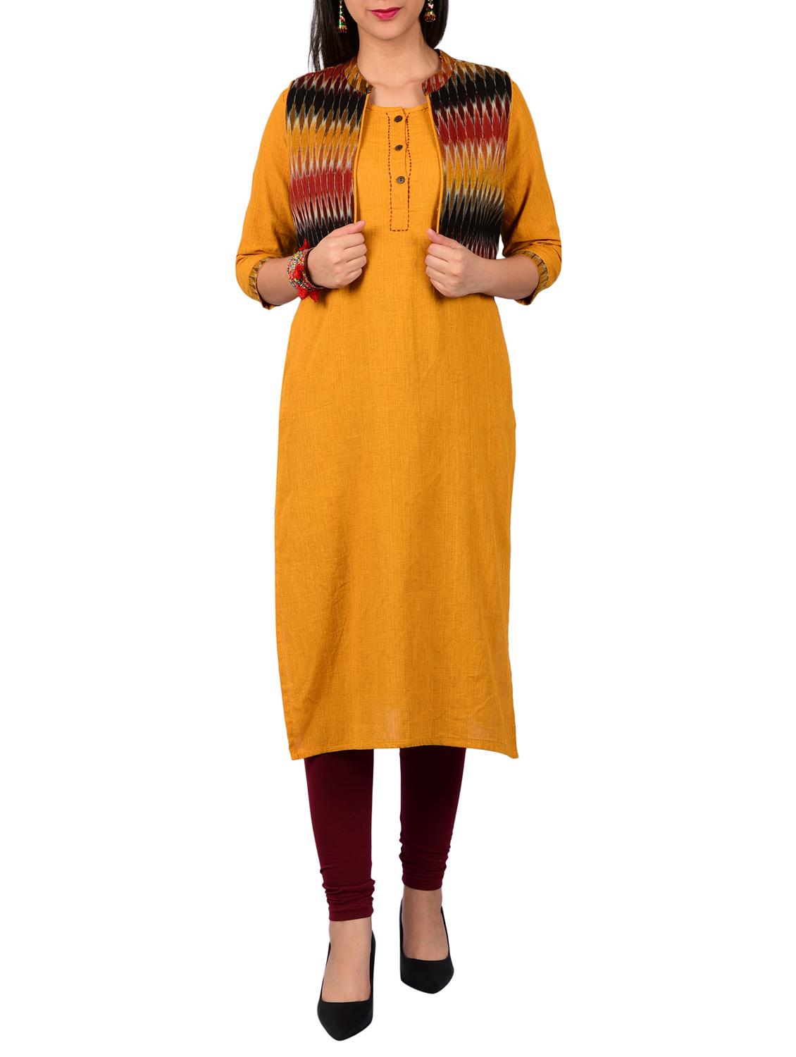 straight kurta with jacket - 15611736 - Zoom Image - 1