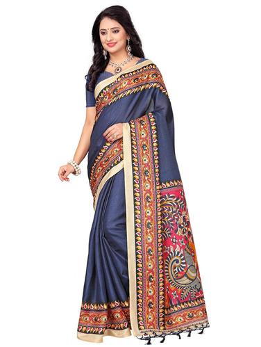 kalamkari printed border saree with blouse - 15611814 - Very Small Image - 1