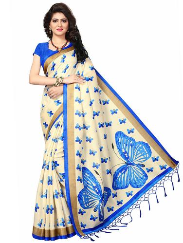 conversational printed cream saree with blouse - 15611821 - Very Small Image - 1
