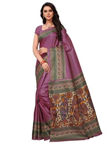 kalamkari printed border saree with blouse - 15611839 - Very Small Image - 1
