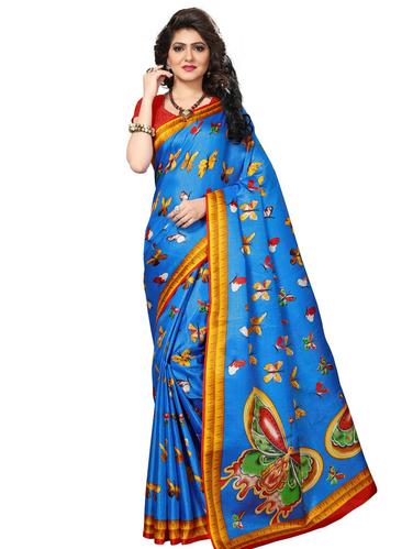 conversational printed blue saree with blouse - 15611852 - Very Small Image - 1