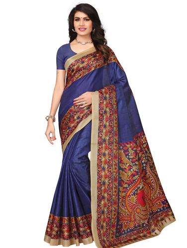kalamkari printed border saree with blouse - 15611857 - Very Small Image - 1