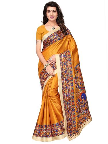 kalamkari printed border saree with blouse - 15611858 - Very Small Image - 1