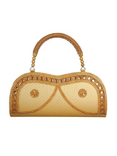 gold leatherette (pu) regular handbag - 15611861 - Very Small Image - 1